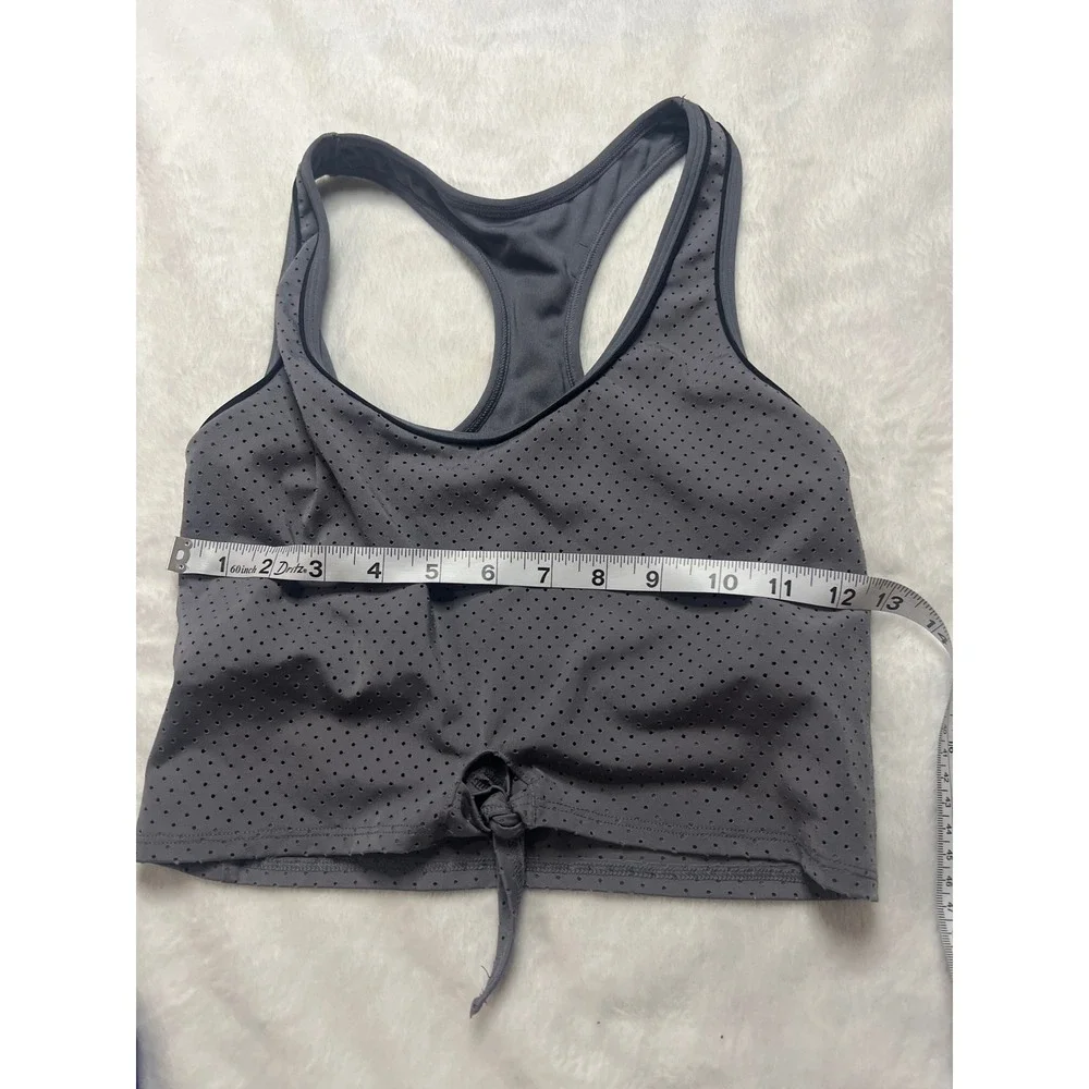 Victoria's Secret PINK Ultimate Gray Perforated Front Tie Sports Bra S-DD